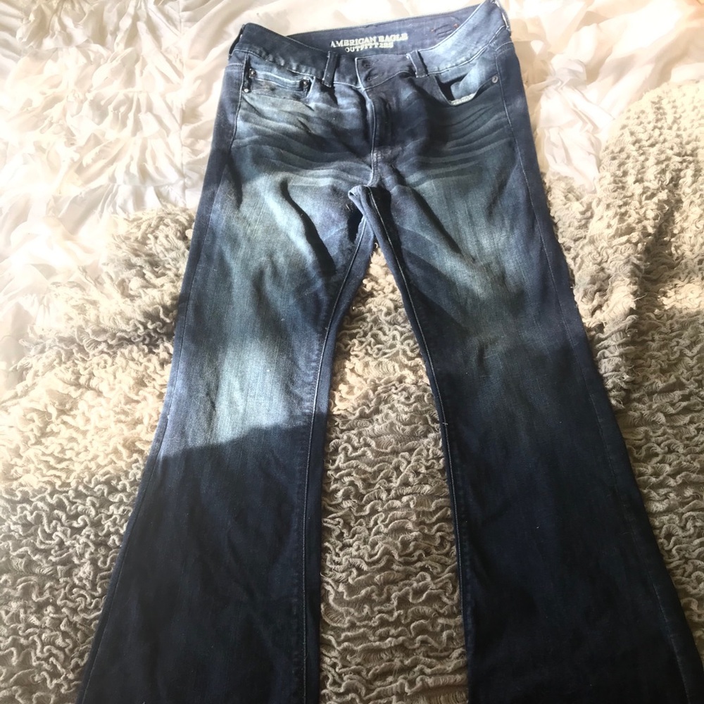 American Eagle Dark Wash Flares